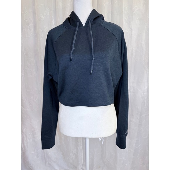 New Balance Tops - New Balance Athletics USA Cropped Hoodie Navy Raglan Pullover XS